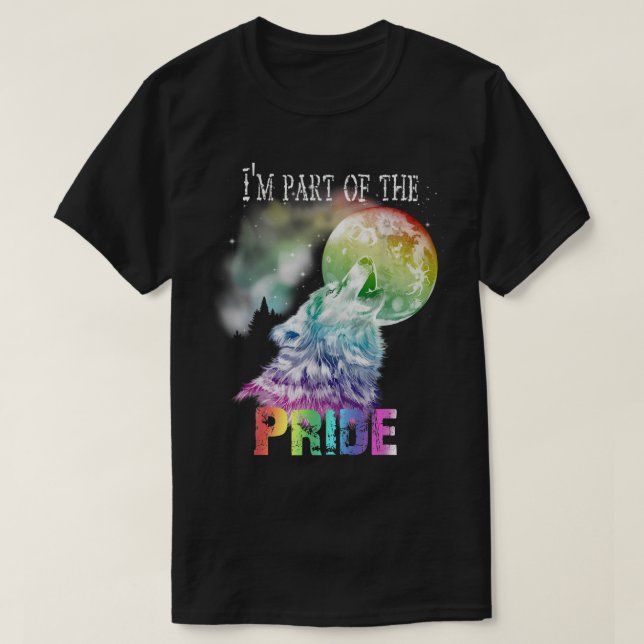 Pride Wolf T-Shirt HBTQ Gay Lesbisk (Design framsida)