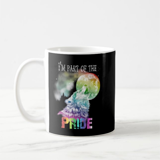 Pride Wolf T-Shirt HBTQ Gay Lesbisk Kaffemugg (Vänster)