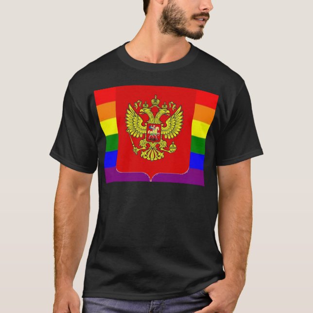 Prideflagga för ryss GLBT T-shirt (Framsida)