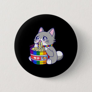 Prideflagga med Anime Pride Katt som äter Knapp