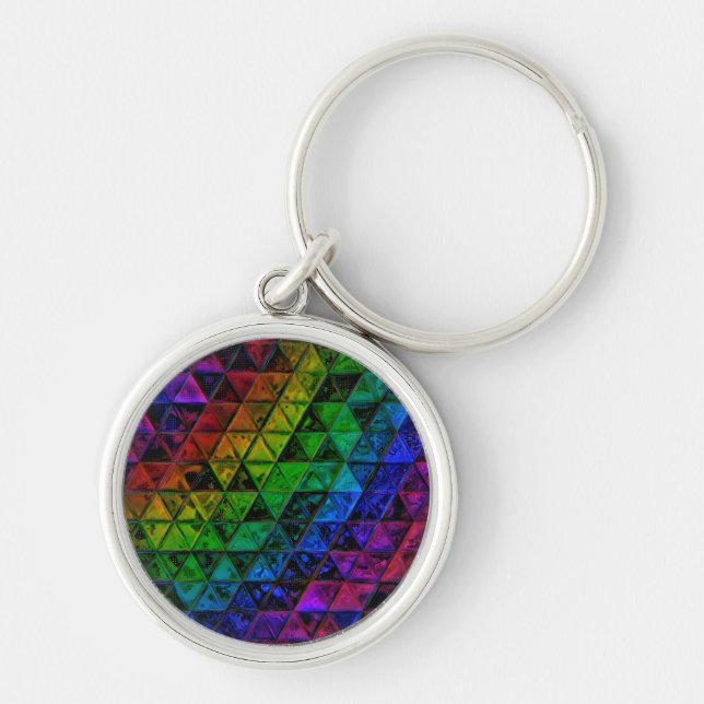 Prideglas  rund silverfärgad nyckelring (Framsidan)