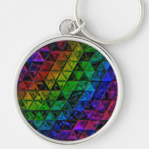 Prideglas rund silverfärgad nyckelring