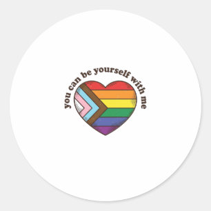 Pridehjärta du kan vara dig själv med mig t-shirt runt klistermärke
