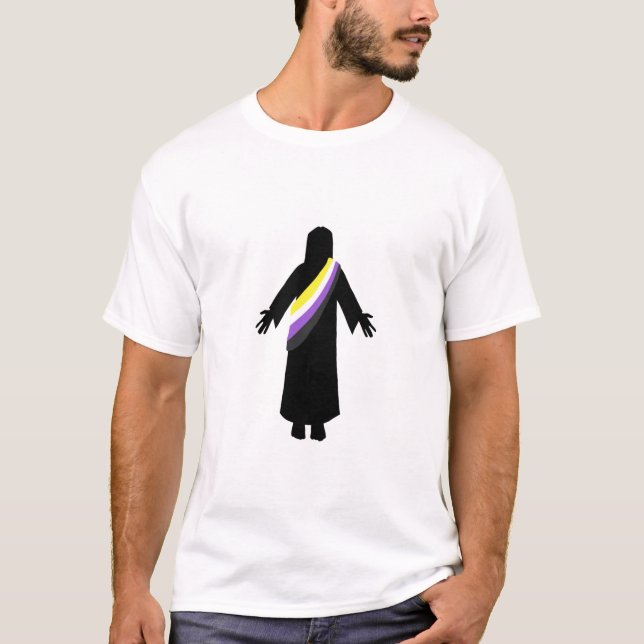 PrideJesus icke-binärFlagga T Shirt (Framsida)