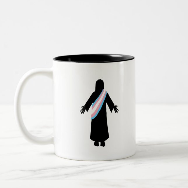 PrideJesus TransFlagg Två-Tonad Mugg (Vänster)