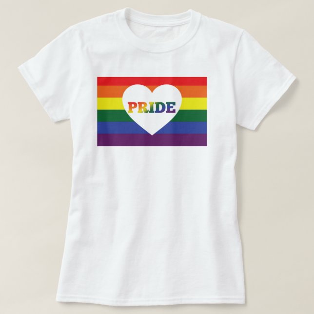 Prideregnbåge med hjärta tee (Design framsida)