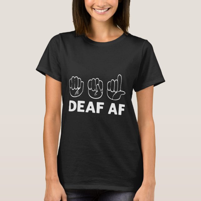 Pridet Af Asl Awareness Hand Sign Language (Döv fö T Shirt (Framsida)
