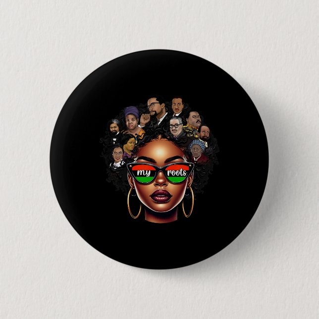 Pridet Afro Girl Bhm Black Histo Knapp (Framsida)