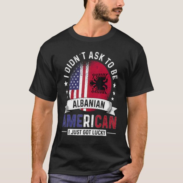 Pridet Albanien Fl i det albanska amerikanska Land T Shirt (Framsida)