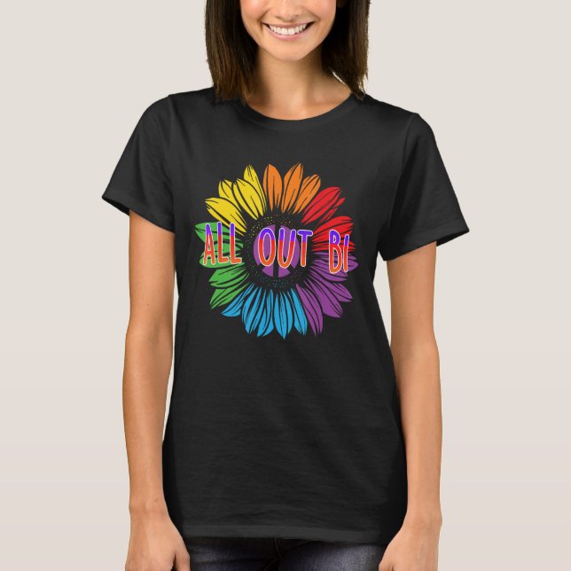 Pridet All out Bi Bisexual Motivational Quote Bi T Shirt (Framsida)