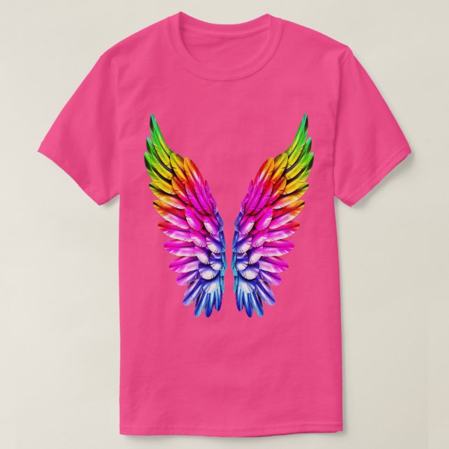 Pridet Angel för Lesbisk av LGB Rainbow Vingar Rai T Shirt (Design framsida)