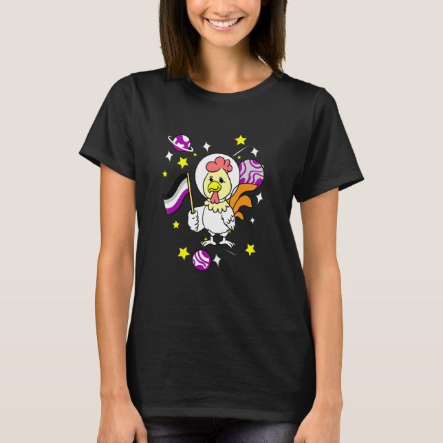 Pridet Asexualkyckling i Space Ace T Shirt (Framsida)