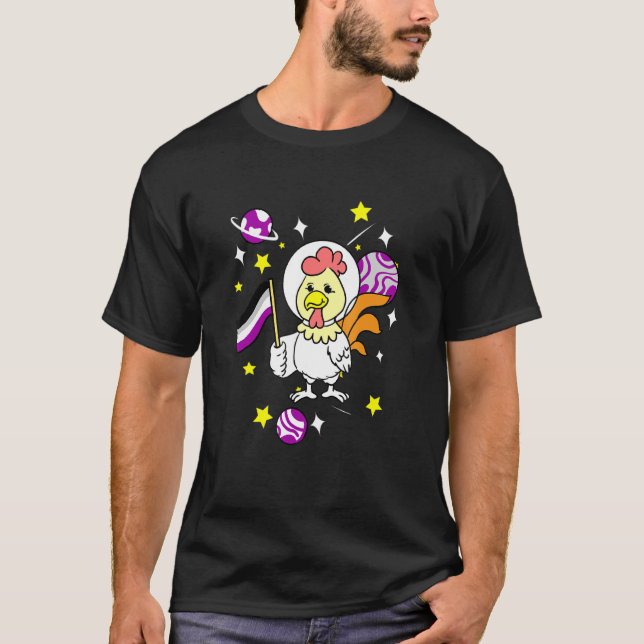 Pridet Asexualkyckling i Space Ace T Shirt (Framsida)
