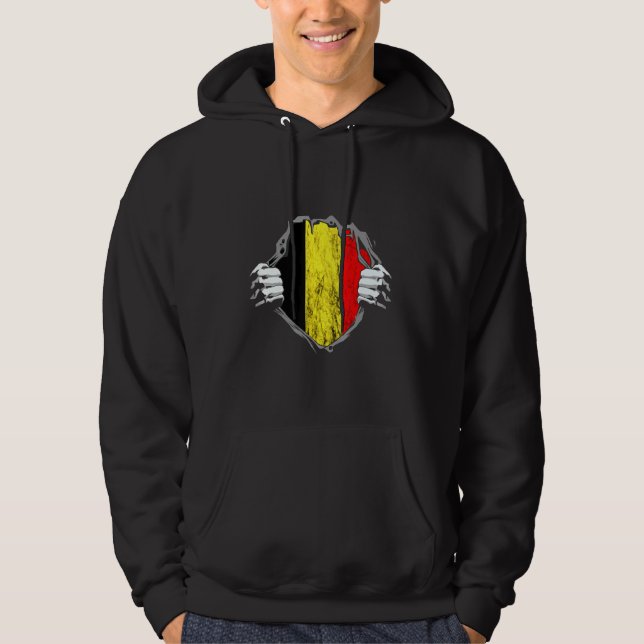 Pridet Belgien Chest Belgium Flagga Belgique Hoodie (Framsida)