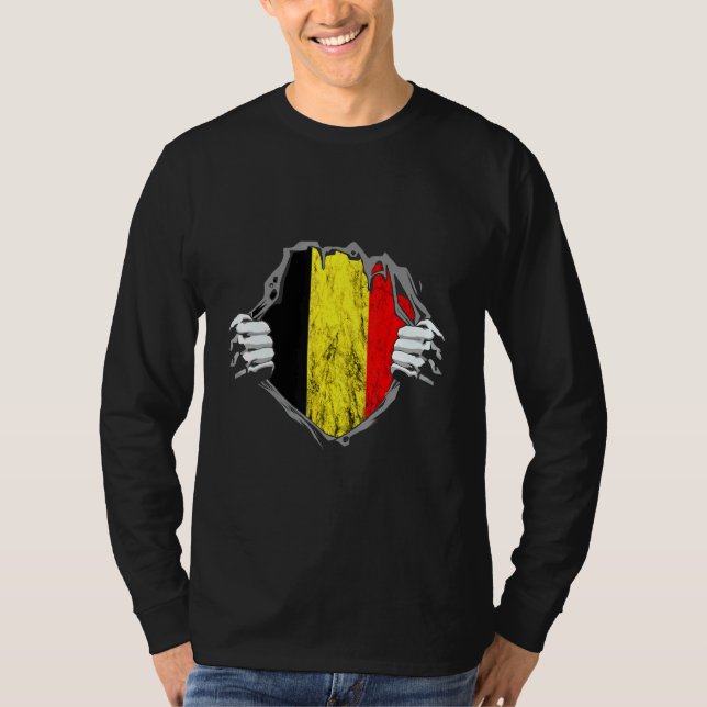 Pridet Belgien Chest Belgium Flagga Belgique T Shirt (Framsida)
