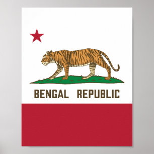 Pridet Bengal Republic Tiger Flagga Bengali Poster