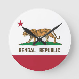 Pridet Bengal Republic Tiger Flagga Bengali Rund Klocka