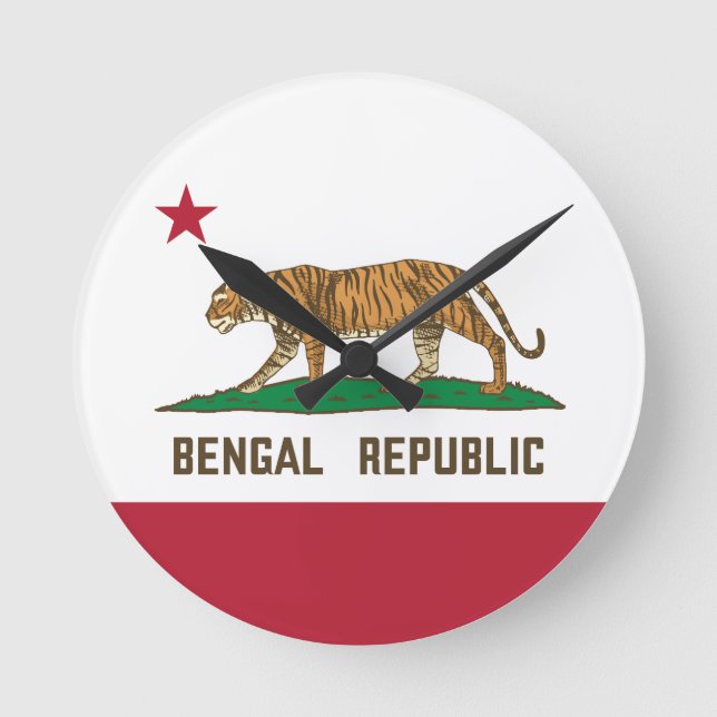Pridet Bengal Republic Tiger Flagga Bengali Rund Klocka (Framsida)