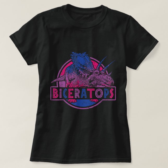 Pridet Biceratops Bisexual Dinosaur LGBT T Shirt (Design framsida)