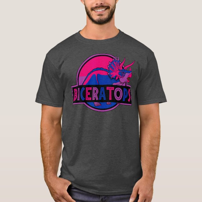 Pridet Biceratops Dinosaur LGBT T Shirt (Framsida)
