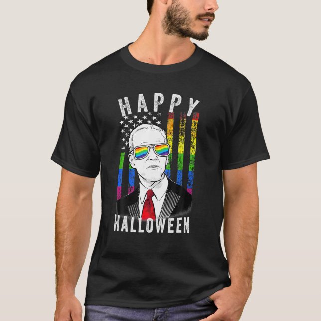 Pridet Biden Happy halloween för HBT-Pride M T Shirt (Framsida)