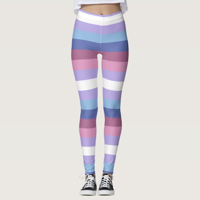 Pridet Bigender, stripe-utskrift, Pridet LGBTQ Leggings (Framsida)