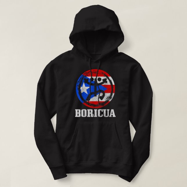 Pridet Boricua Taino Coqui Symbol Puerto Rico Flag Hoodie (Design framsida)