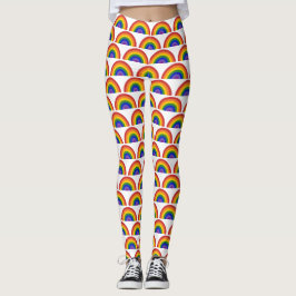 Pridet Bright Rainbow Mönster på White LGBTQ Leggings