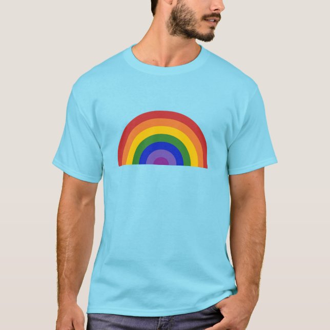 Pridet Bright Rainbow på Light Blue LGBT T Shirt (Framsida)