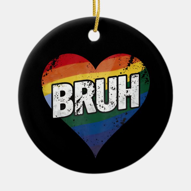 Pridet Bruh Meme Funny som säger Bro Hälsning Gay  Julgransprydnad Keramik (Framsidan)