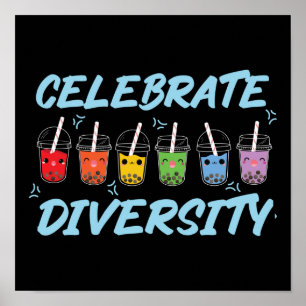 Pridet Bubble Boba Tea Celebrate Diversity HGBT Poster