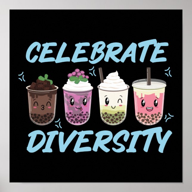 Pridet Bubble Boba Tea Celebrate Diversity HGBT Poster (Framsidan)
