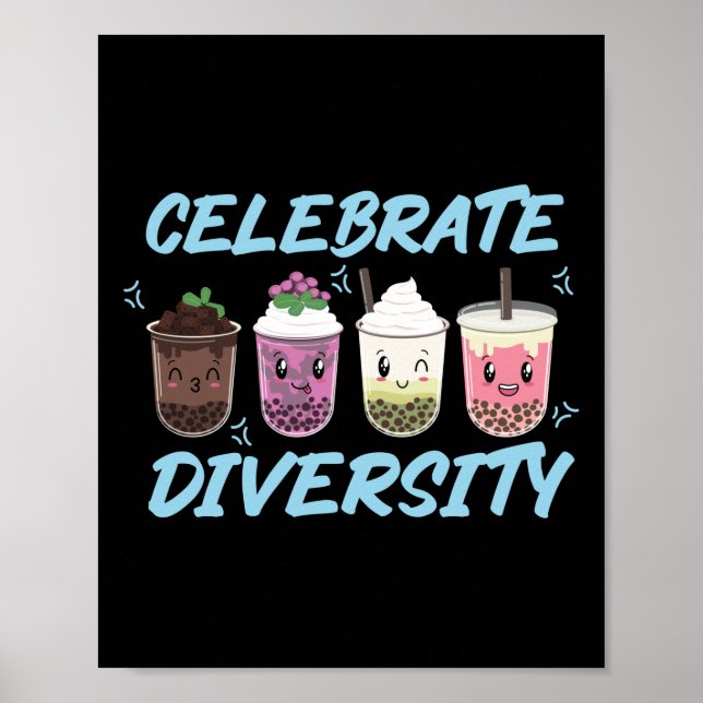 Pridet Bubble Boba Tea Celebrate Diversity HGBT Poster (Framsidan)