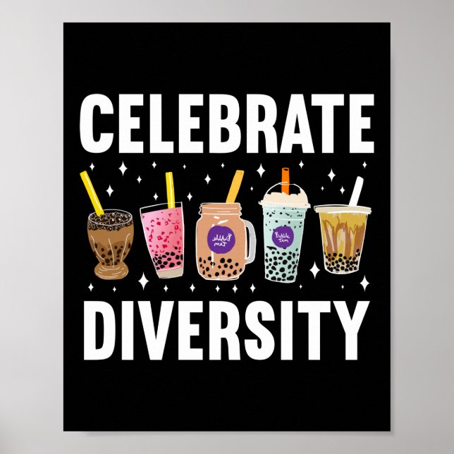 Pridet Bubble Boba Tea Celebrate Diversity Lgbt Poster (Framsidan)