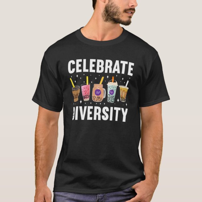 Pridet Bubble Boba Tea Celebrate Diversity Lgbt T Shirt (Framsida)
