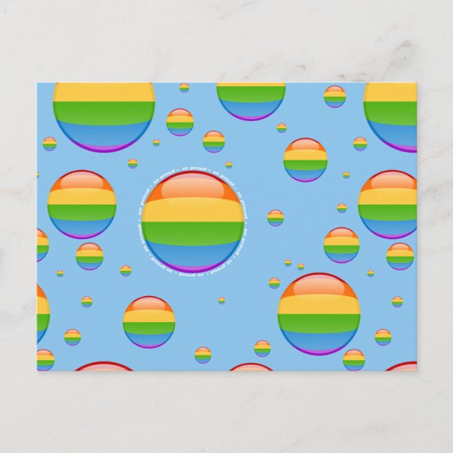 Pridet Bubble Flagga för Rainbow Gay Lesbisk Vykort (Framsida)