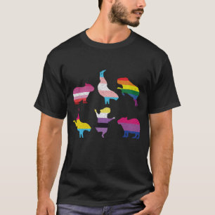 Pridet Capybara LGBTQ Rainbow Vatten Gris Transgen T Shirt