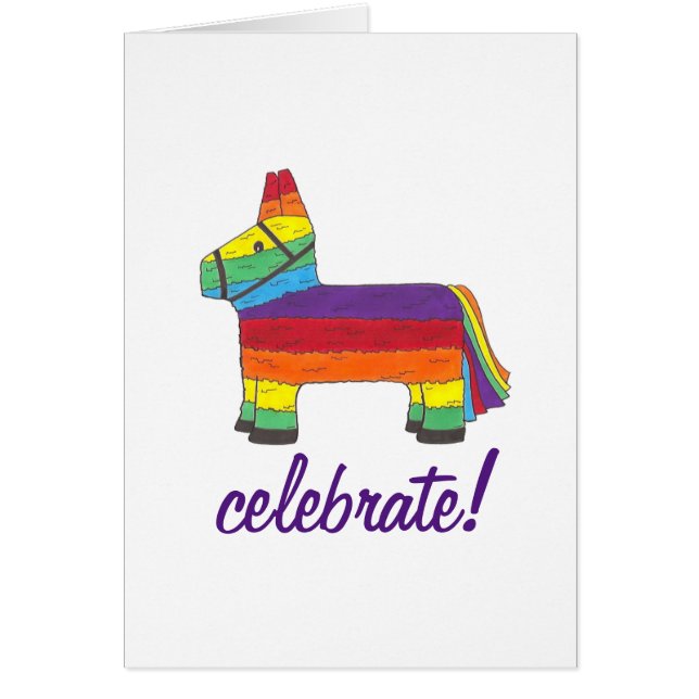 Pridet Celebrate Rainbow Donkey Piñata Fiesta Part Hälsningskort (Framsidan)