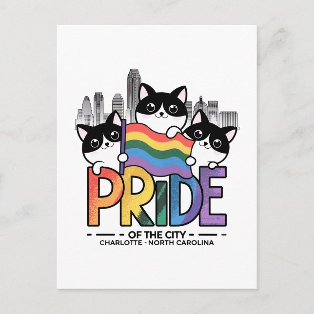 Pridet Charlotte City North Carolina USA Rainbow Vykort (Framsida)
