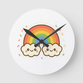 Pridet Colorful Kawaii Rainbow Rund Klocka
