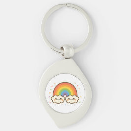 Pridet Colorful Kawaii Rainbow Swirl Silverfärgad Nyckelring