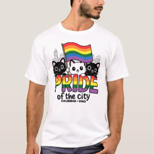 Pridet Columbus City Ohio USA Rainbow Flagga T Shirt