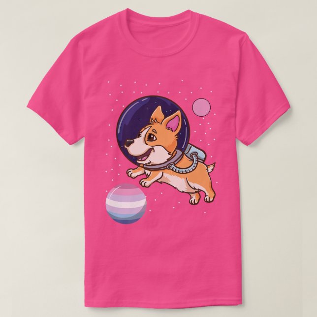 Pridet Corgi Astronaut Bigender T Shirt (Design framsida)