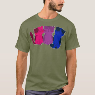 Pridet Cute Animal Cat Biseual Gift HGBT Bi Flagga T Shirt