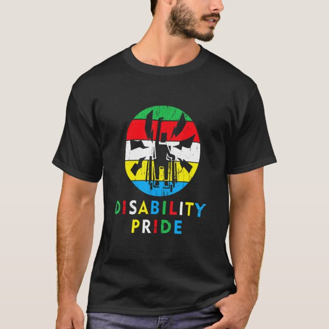 Pridet Disability Flagga Juli Underordnad inaktive T Shirt (Framsida)