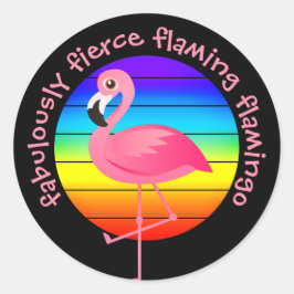 pridet "Fabulous Fierce Flamingo" Runt Klistermärke