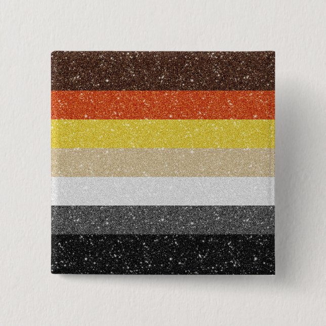Pridet Faux Glitter Gay Bear  Flagga Bakgrund Knapp (Framsida)