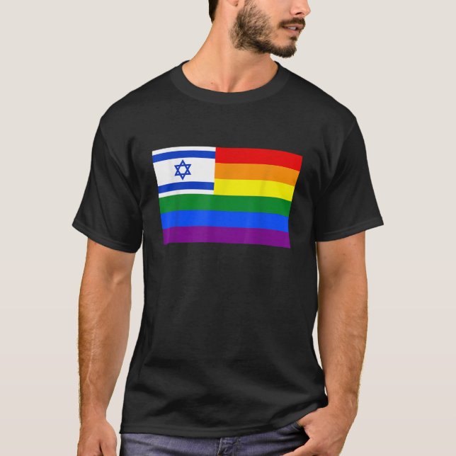Pridet Flagga för Israels judiska HBT T Shirt Gay  (Framsida)
