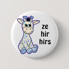 PRIDET Flagga Giraffe, ditt PRONOUNS Cute Genderfa Knapp