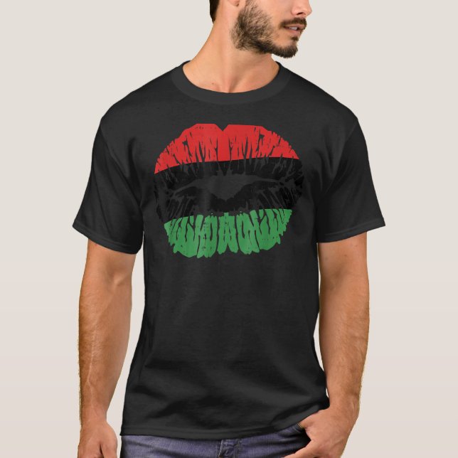 Pridet Flagga i Svarthistorik för Afrikas Läppar,  T Shirt (Framsida)